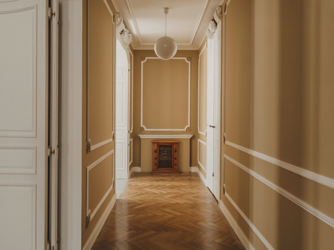 Renovierter Wohnungsflur mit elegantem Farbkonzept